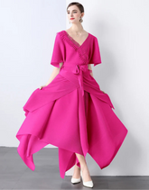 HEYFANCYSTYLE Sophisticated Women's Loose Plissé Pleated Midi Dress Japanese Style
